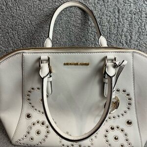Michael Kors Cream Satchel with Gold Accents
